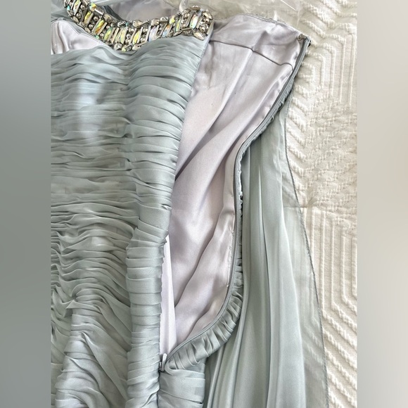 Tony Bowls One-shoulder Cocktail Dress with Ruched Body and Jewelled Neckline - Picture 13 of 15